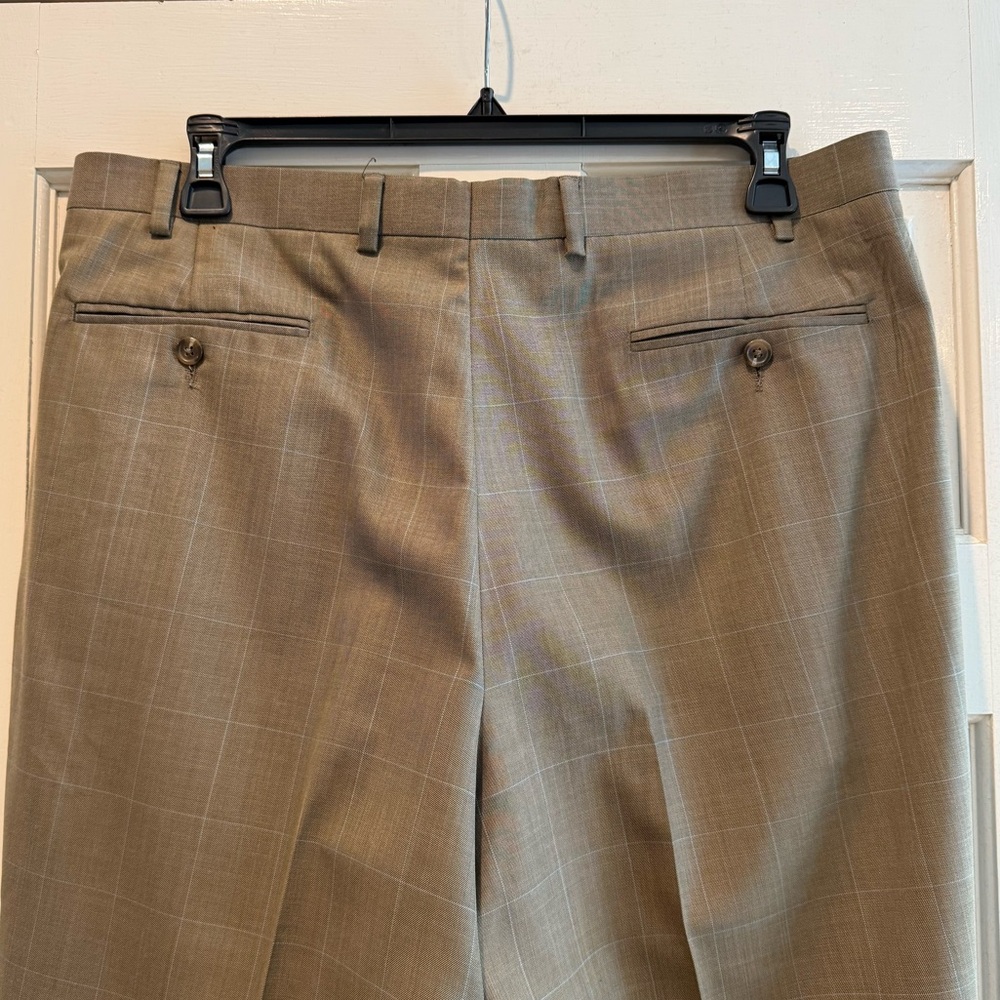 Ralph Lauren Dress Pants Pleated Front Cuffed Hem‎ Brown w/ Blue Pinstripe 38/32 - Picture 5 of 9
